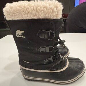 Sorel Kids Black Yoot Pac Lace Up Faux Fur Sherling Lined Snow Boots - Size 3